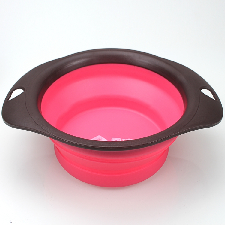 Pet traveling bowl feeding food collapsible pet dog bowl With Handle Silicone
